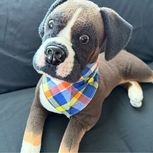 Blue, orange, and yellow Checkered   Dog Bandanna